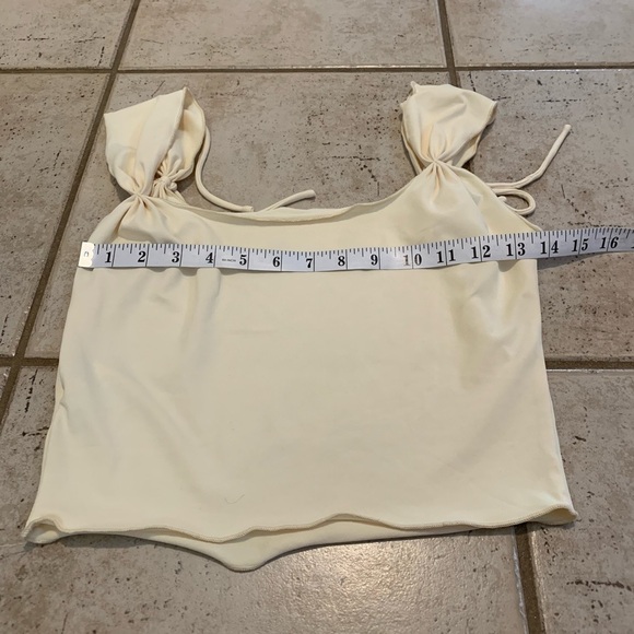 💛 SHEIN Yellow Tie-Shoulder Crop Top, Size M - Picture 6 of 8